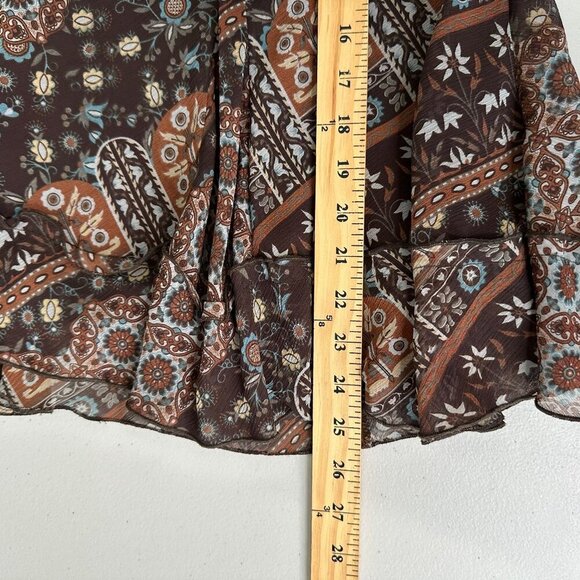 Y2K Nine & Co Brown Knee Length Skirt Floral Ruffle Size 12 - Picture 4 of 7